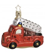 NEW - Inge Glas Glass Ornament - Fire Truck